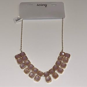 Icing Pink & Gold Statement Necklace, Adjustable 20” to 23”